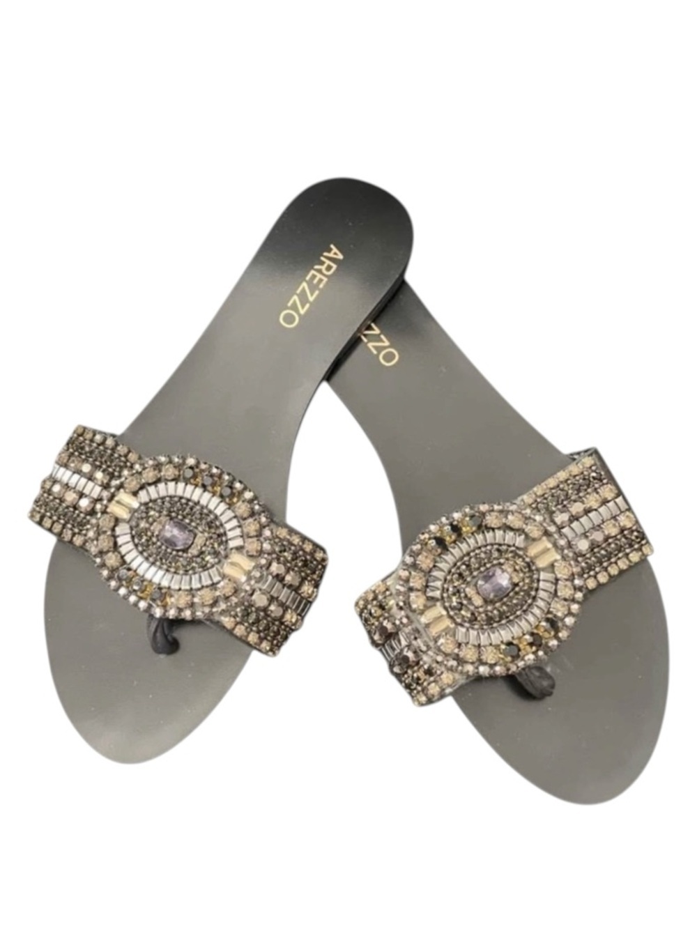 🇧🇷AREZZO Embellished Women's Flat Sandals, 7.5, NWOT / never worn